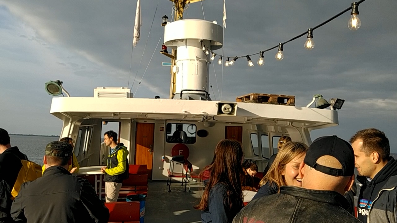 The participants of the FOR International Meeting onbaord the boat tour in Dangast.